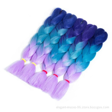 Synthetic ombre color fiber hot water jumbo box Pre stretched braiding Yaki hair braiding extension